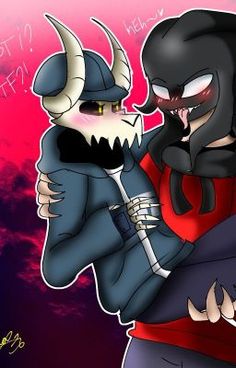 an image of a cartoon character hugging another character with horns on their heads and eyes