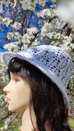 Summer white crochetedd hat with a brim  whalebone inserted into the brim, does not need starching the hat is good both as a gift and for every day Summer Yarn, Beige Hat, Brimmed Hat, Hat Summer, Summer White, Brim Hat, Soft Yarn, White Summer, Sun Hats