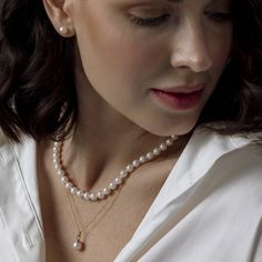 Discover the beauty and splendid glow of the famous Japanese Akoya pearls, carefully hand-picked by pearl experts and displayed on the finest quality double knotted silk thread. Our Japanese Akoya White Pearl Necklace features AA+ quality round pearls, measuring 6.5-7.0mm, providing high luster due to their thick, glossy nacre. 

Customize your piece as desired by selecting your preferred pearl overtone, gold or sterling silver clasp and necklace length and treasure your new staple jewelry piece for years to come. Classic Pearl Necklace With Round Beads, Classic Pearl Necklace With Round Beads As Gift, Classic Pearl Necklace As A Gift, Classic Pearl Necklace Gift, Refined Akoya Pearl Necklace With Pearl Chain, Refined Akoya Pearl Necklace, Elegant Akoya Pearl Round Bead Necklaces, Refined Akoya Pearl White Pearl Necklace, Refined Akoya Pearl Necklace In Pearl White