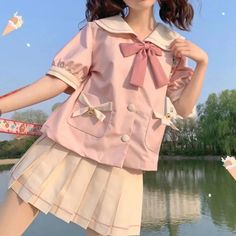 Get ready to hop into style with the Pink Bunny Sailor Uniform Outfit. This kawaii outfit is perfect for those who want to add a fun and playful touch to their wardrobe. Whether you're a fan of cute and quirky fashion or just looking to stand out, this outfit is sure to make a statement. Material: Polyester Size Chart: Kawaii Summer Outfits, Character Outfit Design, Cute Korean Outfits, Kawaii Summer, Harajuku Girl, Aesthetics Fashion, Sailor Uniform, Kawaii Outfit, Kawaii Outfits