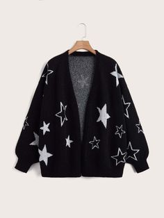 Áo Len Cardigan, Plus Size Cardigans, Cardigan Long, Star Pattern, Really Cute Outfits, Lantern Sleeve, Character Outfits, Dream Clothes