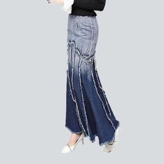 Introducing our 2023 Autumn Collection's must-have piece ââ‚?the contrast color embroidered denim skirt! Y2K-inspired and crafted with modern sophistication. this long. high-waisted piece offers a sleek. flattering fit and a unique zipper closure that blends functionality with style.Why You'll Love It Y2K Allure: Tap into the nostalgia of the early 2000s with this timeless piece. High-Waisted & Flattering Fit: Designed to hug your silhouette. this skirt will give your look a touch of sleek sophi Embroidered Denim Skirt, Denim Skirts Online, Womens Denim Skirts, Jean Skirts, Autumn Collection, The Early 2000s, Denim Color, 2023 Autumn, Embroidered Denim