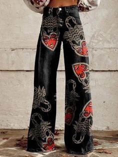 Conquer the fashion game with our Casual Floral Wide Leg pants! These stylish pants feature a comfortable wide leg design and a trendy floral pattern, perfect for adding a touch of adventure to your wardrobe. Step out of your comfort zone and embrace the bold, daring style of these must-have pants. Slacks For Women, Casual Wide Leg Pants, Stylish Pants, Fashion Comfortable, Shop Swimwear, Heart Print, 8 M, Scorpion, Fashion Pants