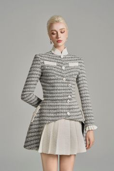 Tweed Pleated Skirt For Work, Fitted Tweed Pleated Skirt, Elegant Tweed Skirt For Fall, Elegant Tailored Tweed Dress, Classic Tweed Skirt For Formal Occasions, Chic Tweed Skirt For Fall, Elegant Tweed Pleated Skirt, Classic Formal Tweed Skirt, Chic Fitted Tweed Skirt