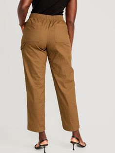 elastic waist faux fly front utility pockets back patch pockets hammer loop #745290 sits at belly button relaxed hip and thigh tapers at ankle regular inseam: 28" petite inseam: 26" tall inseam: 32" models wear sizes S (size 4), L (size 12), and XL (size 18) Utility Pockets, Utility Pants, Back Patch, Comfy Casual, Petite Size, Belly Button, Old Navy, Elastic Waist, Size 12