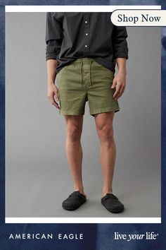 Lightweight linen-blend with a hint of stretch/Elastic drawstring waist/Side seam pockets/Back pocket/These shorts are Real Good: Made with the planet in mind & a promise to continue to do better. Spring Linen Leisure Bottoms, Utility Drawstring Shorts For Summer, Summer Utility Shorts With Drawstring, Linen Leisure Bottoms With Pockets, Leisure Linen Bottoms With Pockets, Linen Bottoms With Pockets For Leisure, Casual Linen Leisure Bottoms, Casual Linen Bottoms For Leisure, Casual Green Linen Bottoms