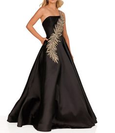 Terani Couture Sleeveless One Shoulder Beaded Strap Back Detail Ball Gown | Dillard's Masquerade Gowns, Beaded Strap, Quince Dress, Organza Skirt, Terani Couture, Pageant Gowns, Pageant Dress, Fashion Week Runway, Pageant Dresses