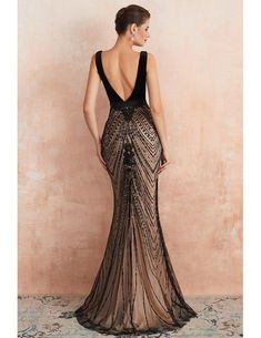 [$143.89] Low Back Tight Mermaid Black Long Formal Dress With Beading #EZ37358 - GemGrace.com Sequin Mermaid Dress, Mermaid Prom Dresses Lace, Lovely Partner, Luxurious Dresses, Prom Dresses Long Mermaid, Evening Dresses Online, Evening Party Gowns, Makijaż Smokey Eye, Black Prom