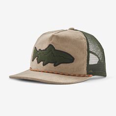 High-crown hat built of 100% organic cotton corduroy with a fly-catching and eye-catching front patch for holding your daily flies. Brim is made of NetPlus® 100% recycled fishing nets. Made in a Fair Trade Certified™ factory. | Patagonia Fly Catcher Fishing Hat in Seabird Grey - Outdoor Hats - Organic Cotton/Recycled Polyester Casual Flat Brim Fishing Hat, Lightweight Brimmed Fishing Hat, Fishing Snapback Hat With Curved Brim, Brown Snapback Fishing Hat, Fly Catcher, Fishing Clothing, Sox Hat, Adjustable 5-panel Baseball Cap For Fishing, Fly Tying Materials