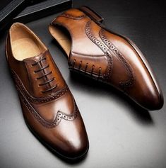 Brown Lace-up Brogue Shoes With Cap Toe, Brown Cap Toe Lace-up Shoes With Leather Sole, Brown Lace-up Dress Shoes With Brogue Detailing, Brown Wingtip Lace-up Shoes With Leather Lining, Brown Goodyear Welted Lace-up Leather Shoes, Brown Goodyear Welted Leather Lace-up Shoes, Wingtip Leather Oxford Shoes With Laces, Oxford Leather Wingtip Shoes With Laces, Brown Brogue Lace-up Dress Shoes