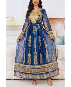 Get 10% off now! Buy luxury gold embroidered abaya muslim formal dress for party at cheap price online. Free stable shipping and pro custom service since 2009. Embroidered Long Sleeve Abaya For Party, Long Sleeve Maxi Dress With Dabka Work For Eid, Eid Festive Dresses With Gold Embroidery, Traditional Gold Maxi Dress For Eid, Festive Gold Embroidered Dress For Eid, Gold Floor-length Dress For Eid, Anarkali Abaya For Eid Evening, Eid Party Anarkali Style Kaftan, Eid Party Anarkali Kaftan