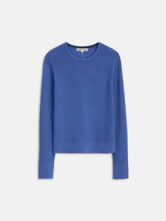 Ava Sweater Tee – Alex Mill Blue Cashmere Crew Neck Top, Blue Cashmere Top With Ribbed Cuffs, Stretch Cashmere Fine Knit Tops, Spring Cashmere Crew Neck Top, Spring Crew Neck Cashmere Tops, Cashmere Crew Neck Top For Layering, Fine Knit Stretch Cashmere Top, Stretch Fine Knit Cashmere Top, Everyday Snug Crew Neck Sweater