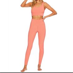 Beach Riot Ayla Leggings In Coral New With Tags Size Small Bought In Revolve, Sold Out Now Solid Color Athleisure Activewear For Vacation, Summer Yoga Pink Activewear, Pink Lounge Pants For Beach Season, Pink Athleisure Activewear For The Beach, Pink Summer Sports Leggings, Pink Summer Activewear For Vacation, Pink Yoga Leggings For Summer, Summer Yoga Pink Leggings, Pink Summer Yoga Pants