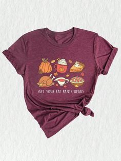 Welcome to our shop, where we celebrate all things autumn and Thanksgiving with our unique and stylish collection of t-shirts.  This Thanksgiving shirt is the perfect addition to your festive wardrobe. Made from comfortable fabric, it will keep you cozy throughout the season.  Our funny Thanksgiving design combines all the elements that make this holiday special. With a delightful turkey and iconic fall symbols like pumpkins, it captures the essence of autumn.  Whether you're attending a Thanksg Thanksgiving Graphic Tees, Red Graphic Print Shirt For Fall, Fall Red Graphic Print Shirt, Fall Funny Print Short Sleeve Tops, Funny Print Short Sleeve Tops For Fall, Holiday Letter Print T-shirt For Fall, Red Graphic Tee For Fall, Casual Shirt With Funny Print For Fall, Funny Print Relaxed Fit Shirt For Fall