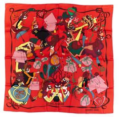 Hermes Carre 70 Scarf  "LE BAL MASQUE" Red Silk Scarf Brand : HERMES Design by Saw KengDimensions  Issued - Item : Scarf Size : 65cm * 65cm Material : 100% Silk Condition Score: B+ -- Buying Guide -- If you are buying a gift or an item in very good condition, we recommend that you choose at least B+ condition or higher. B condition is for daily use, C-D condition is too bad for daily use. (For the same type of item, the higher the price, the better the condition.) [Condition Rate] S or N - New o Red Silk Scarf, New O, Hermes Scarf, Scarf Design, Red Silk, Silk Scarf, Scarf Wrap, Auction, Silk