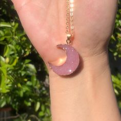 Beautiful Druzy Moon Necklace! The Shade Of Pink Is Very Light And Super Sparkly. Gold Plated. Chain Is 23 Inches In Length. Shade Of Pink, Druzy Necklace, Pink Moon, The Shade, Moon Necklace, Druzy, Womens Jewelry Necklace, Gold Jewelry, Gold Plate