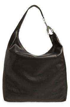 The triple-sided snap hook at the handle—signature to the Cerberus line— lends bold hardware edge to a softly unstructured hobo bag crafted from supple Italian leather. Top zip closure Shoulder strap Interior wall pocket; zip pocket Unlined Leather Made in Italy Designer Handbags Evening Hobo Bag With Metal Hardware, Designer Hobo Bag With Detachable Handle For Everyday, Modern Rectangular Hobo Bag With Metal Hardware, Luxury Hobo Bag With Metal Hardware And Double Handle, Modern Hobo Shoulder Bag With Silver-tone Hardware, Evening Hobo Bag With Metal Hardware And Top Handle, Leather Hobo Bag With Silver-tone Hardware, Formal Hobo Shoulder Bag With Gunmetal Hardware, Formal Leather Hobo Bag With Gunmetal Hardware