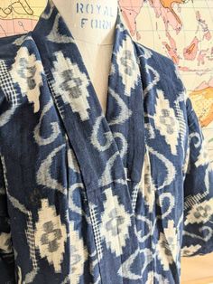 "Beautiful, handmade textile Hand sewn Chest 44\" Length 51\" Wear and fading consist with the age of the garment" Indigo Clothing, Ethnic Clothes, Dressing Gowns, Ethnic Outfits, Handmade Textiles, Japanese Textiles, Pajama Robe, Japanese Kimono, The Age