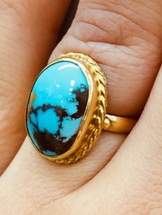 This item is Handmade 18K Gold Women Ring With Turquoise Stone  , Gold Oval Design Handcraft Ring , Gold Women Jewellery , Gift For Her , Gift Ideas ITEM DETAILS  Weight and Size : This product is 6,30 grams. Diameter Of The Stone is 1,5 cm x 1,2 cm  Diameter Of The Ring is 2 cm x 1,5  cm  Orijin : Made in Turkey Gender : Female  Material: 18K Gold -Turquoise Stone  PACKAGING: Your product  will be packed in a special  box, carefully. CUSTOMER SERVICE If you have any questions, please do not hesitate to be in contact  with me , I will be too happy to answer your all questions. ✔ Ready to Ship in 1-3 Business Days ✔ Shipping  3-5 business days with free shipping. https://www.etsy.com/your/shops/NoraFineJewelry/tools/listings/1395192312 Luxury Large Stone Turquoise Ring, Luxury Turquoise Ring In Yellow Gold, Unique Yellow Gold Oval Turquoise Ring, Oval Gold Turquoise Ring Gift, Gold Oval Turquoise Ring Gift, Unique Yellow Gold Turquoise Ring For Gift, Handmade Gold Turquoise Ring For Anniversary, Handmade Yellow Gold Turquoise Ring, Handmade Turquoise Ring In Yellow Gold