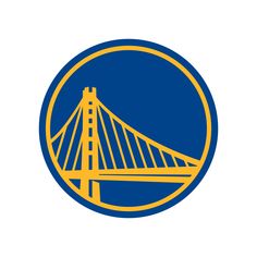 the golden state warriors logo is shown on a blue and yellow circle with a white background