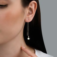 14K Solid Gold Drop Star Earrings, Rose Gold Star Earrings, Minimalist Gold Earrings, Anniversary Gift For Her, Simple Women's Earrings - Can be made in 14k solid gold (not gold filled or plated) rose gold, white gold, yellow gold. Elegant Rose Gold Star Earrings, Rose Gold Earrings With Star Charm As A Gift, Rose Gold Star Charm Earrings, Rose Gold Star Earrings With Star Charm, Rose Gold Star-shaped Earrings With Star Charm, Rose Gold Star-shaped Dainty Earrings, Dainty Star-shaped Rose Gold Earrings, Rose Gold Star Earrings For Gift, Dainty Rose Gold Star Earrings