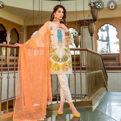 Pakistani 3 Pieces Dress With Embroidery Like New Brand Charisma Spring Off-white Dress With Resham Embroidery, Spring Off White Dresses With Resham Embroidery, Fitted Off White Dress With Dupatta, Elegant Off White Dress With Resham Embroidery, Cream Lawn Suit For Summer Wedding, Unstitched Cream Dress For Summer, Elegant Unstitched White Dress, Eid Off-white Dresses With Dabka Work, Off White Eid Dress With Dabka Work