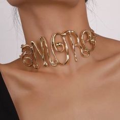 Amore Is 5” Long And 2” Wide 4” Of Gold Chain On Each Side Of Letters Making This A Total Of 13.5” With An Additional 3” Extender Beautiful Unique Statement Piece Same Day / Next Day Shipping 5 Seller Nwot Letters Love Gold Choker Boho Chunky Gold Amore Statement Adjustable Chain Valentine’s Day Necklace Gold Choker For Valentine's Day Party, Gold Chunky Chain Choker Necklace, 90s Choker Necklace, Gold Chunky Chain Necklace For Valentine's Day, 90s Jewelry Trends, Heart-shaped Chunky Chain Necklace For Valentine's Day, Luxury Gold-tone Necklace With Chunky Chain, Gold Chunky Chain Link Choker, Gold Chokers