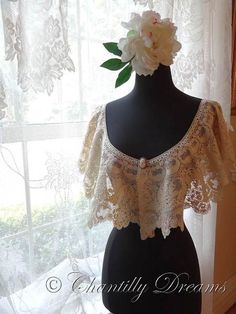 antique-silk-maltese-lace-museum-quality-bertha-collar-01 She's Gotta Have It, Period Dress, Fashion Design Patterns, Maltese, Victorian Fashion, Lace Top, Silk, Collar