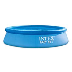 the intex easy set swimming pool is blue and has an inflatable base