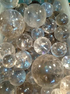 many clear bubbles are in a plastic container