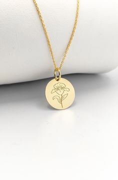 Welcome to ElegantGoldJewels, Find all the information you need about your charm: Material of pendant: 14K Solid Gold Stamp: 585 (14K) Thickness: 0.5mm Jumpring Diameter: 4mm The pendant is available in 6 sizes: - 15mm / 0.59 inches - 18mm / 0.70 inches - 20mm / 0.78 inches - 22mm / 0.86 inches - 24mm / 0.94 inches - 26mm / 1.02 inches - 28mm / 1.10 inches - 30mm / 1.18 inches Chains Information: Rolo Chain: -14K Real Gold - 0.70mm thick - Spring Ring Clasp - 16 inches / 40cm - 0.72 grams - 18 i Yellow Gold Flower Charm Necklaces, Yellow Gold Flower Necklaces With Charms, Yellow Gold Flower-shaped Necklaces With Charms, Yellow Gold Flower-shaped Necklace With Charms, Anniversary Round Flower Charm Necklace, Yellow Gold Round Charm Necklace With Flower Detail, Yellow Gold Flower Charm Necklace With Round Pendant, Yellow Gold Round Flower Charm Necklace, Dainty Round Flower Necklace With Charm