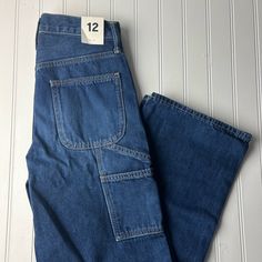 New With Tags Boys Gap Carpenter Jeans Sz 12 Gap Casual Full Length Jeans, Gap Casual Jeans, Utility Blue Jeans With Belt Loops, Blue Utility Jeans With Belt Loops, Casual Full-length Gap Jeans, Casual Full Length Gap Jeans, Gap Dark Wash Cotton Bottoms, Mid-rise Blue Cargo Pants With Patch Pockets, Blue Mid-rise Cargo Pants With Patch Pockets