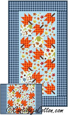 Autumn in the Air Table Runner and Placemat Pattern by Castilleja Cotton Bear Tracks Quilt, Fall Table Runner Patterns, Leaf Table Runner, Placemat Patterns, Halloween Quilt Patterns, Primitive Quilts, Patterns Simple, Christmas Quilt Patterns, Bee In My Bonnet