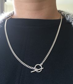 Curb chain lariat, curb chain toggle necklace, curb chain necklace, silver toggle necklace, silver edgy necklace, versatile silver necklace Mens Wedding Rings Black, Edgy Necklace, Gold Chain Choker, Dainty Choker, Initial Earrings, Toggle Necklace, Gold Choker, Charm Rings, Chain Choker