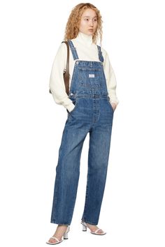 Levi's: Blue Vintage Denim Overalls | SSENSE Overalls With Long Sleeve Shirt, Medium Wash Straight Leg Shortalls, Medium Wash Straight Leg Shortalls Casual, Medium Wash Straight Leg Shortalls In Casual Style, Casual Medium Wash Straight Leg Shortalls, Everyday Bib Front Overalls With Pockets, Casual Bib Front Denim Blue Jeans, Everyday Medium Wash Overalls, Casual Medium Wash Jeans With Bib Front