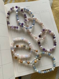 Made with assorted genuine gemstones and cultured white pearls. Beads strung on clear elastic. Gemstone Beaded Bracelets, Bead Stringing, Honolulu, Pearl White, Beaded Bracelet, Gemstone Beads, Beauty Book, Jewelry Bracelets, Beaded Bracelets