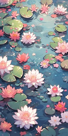 Illustration of pink lilies and lilypads Pretty Wallpapers Backgrounds, Cute Wallpaper Backgrounds, Water Lilies, Cute Wallpaper, Wallpapers Backgrounds, Scenery Wallpaper, Lily Pads, Wallpaper Ideas, Phone Backgrounds