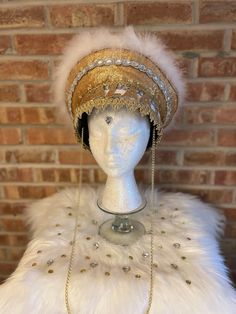 "Beautifully handcrafted festival hat in gold, white and lots of \"bling bling\"! Perfect way to represent your love for Malaa at upcoming 2024 festivals and shows." Festival Hat, Costume Hats, Bling Bling, Costume Accessories, Headpiece, Festival, Hats, Gold, White