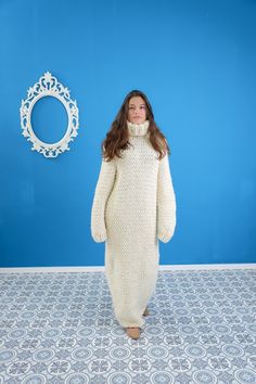 "Make a definite statement with your style with our wool turtleneck sweater dress. Crafted from high quality wool , that's comfortable and elegant at the same time, this design has a distinctive and stylish appeal. DETAILS - Made from Higth Premiunm 3 kg 4 strands wool premium yarn -100 % handmade knit ,our own production - Hoddie and turtleneck dress - The model is 170 cm tall (regular S) - The sweater on picture is size XL-2XL - As mostly all models in our shop the sweater is loose fit - Color Long Beige Sweater Dress For Fall, Winter Beige Turtleneck Dress, Beige Turtleneck Winter Dress, Beige Turtleneck Dress For Winter, Beige Turtleneck Sweater Dress For Winter, Cozy Chunky Knit Dress, Beige Turtleneck Sweater Dress For Fall, Cozy Knitted Beige Dresses, Long Wool Sweater Dress For Fall