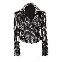 Women Heavy Metal Stud Punk Spikes Leather Jacket 100 % Genuine Cowhide Leather Fine premium stitching Inner Lining & inside Pocket High Quality Studs are Used Classic Fashionable Studded Work Custom Color Changes option is available Customized Size option is available Custom Design option is also available Custom Logo can be placed on the jacket if required. Custom Name can also be written on back of jacket Women Heavy Metal Stud Punk Spikes Leather Jacket Spiked Leather Jacket, Rock Jacket, Punk Leather Jacket, Star Jacket, Fake Leather Jacket, Punk Jacket, Studded Leather Jacket, Studded Jacket, Fitted Jacket