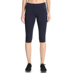 Keep cool when your workout heats up with these women's Danskin capri leggings. Smooth, stretchy matte fabric Wide elastic waistband for flattering look Reinforced wicking gusset FIT & SIZING 16-in. approximate inseam Midrise sits above the hip FABRIC & CARE Cotton, polyester, spandex Machine wash Imported  Size: X Large. Color: Navy. Gender: female. Age Group: adult. High Stretch Solid Color Sports Capris, High Stretch Solid Color Capris For Sports, High Stretch Capri Length Yoga Pants For Sports, Moisture-wicking Stretch Activewear Mid-thigh, Stretch Moisture-wicking Mid-thigh Activewear, Sports Capri Length Solid Leggings, Athleisure 4-way Stretch Capris For Gym, Stretch Capri Activewear For Pilates, High Stretch Capri Length Leggings For Sports