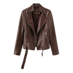 Belted Hipster Leather Jacket for Spring/Autumn - Camel,XL Faux Leather Jacket Women, Jacket For Spring, Estilo Hipster, Autumn Jacket, Chic Vibes, Faux Leather Moto Jacket, Business Tops, Casual Outerwear, Activewear Sets