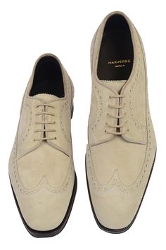 NEW US Size: 7.5 MAX VERRE Size: 6.5 Tan - Beige Color Made of Suede Leather Derby 5 Eyelet Full Brogue Wingtip Included Shoe Box NOT Included Shoe Bag and Tree This product is located in our US warehouse. Elegant Suede Brogue Lace-up Shoes, Elegant Suede Lace-up Shoes With Brogue Detailing, Elegant Beige Leather Shoes With Stitched Sole, Designer Leather Brogue Lace-up Shoes, Designer Leather Shoes With Brogue Detailing, Lace-up, Designer Leather Lace-up Shoes With Brogue Detailing, Designer Lace-up Leather Shoes With Brogue Detailing, Elegant Low-top Lace-up Shoes With Brogue Detailing, Classic Suede Dress Shoes With Pointed Toe