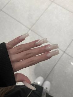 Nails Ideas Long, Long French Nails, Square Nails, Makeup Skin Care, Swag Nails, Diy Nails, Skin Makeup, Long Nails, Nail Tips