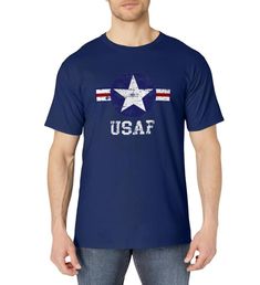 PRICES MAY VARY. Tshirt features a vintage USAF historic logo with distressed look. Great gift for any WWII veterans or anyone who served in the United States military. Lightweight, Classic fit, Double-needle sleeve and bottom hem Military Style Cotton T-shirt With Crew Neck, Military Style Cotton T-shirt With Graphic Print, Made In Usa Crew Neck T-shirt For Veterans Day, Retro Crew Neck T-shirt Made In Usa, Military Style Cotton Short Sleeve T-shirt, Military Style Cotton T-shirt With Short Sleeves, Memorial Day Cotton Crew Neck T-shirt, Vintage Crew Neck T-shirt Made In Usa, Memorial Day Crew Neck T-shirt Made In Usa