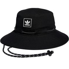 Get The Look Of Army Surplus Without The Hassle. This Adidas Boonie-Style Hat Has A Utilitarian Vibe, With A Bungee Cord At The Crown For A Personalized Fit. The Adjustable Chin Strap Keeps It Firmly In Place In Gusty Winds. About This Item: Bucket Hat Silhouette With Extended Brim Branded Rubberized Patch Bungee Cord Around Crown For Adjustable Fit Zippered Side Pocket For Small Items Adjustable Chin Strap Questions? Leave A Comment Below! Functional Black Bucket Hat For Outdoor Activities, Casual Adjustable Black Bucket Hat, Casual Black Adjustable Bucket Hat, Casual Black Bucket Hat For Outdoor Activities, Sporty Black Bucket Hat For Sports, Sporty Adjustable Bucket Hat For Streetwear, Adjustable Sporty Bucket Hat For Streetwear, Sporty Adjustable Black Bucket Hat, Black Adjustable Sporty Bucket Hat