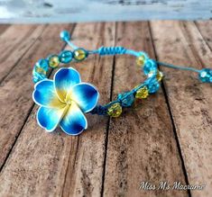 Blue Flower Bracelets For Beach, Blue Flower Beaded Bracelets For Beach, Bohemian Flower Bracelets For Vacation, Flower Shaped Beaded Bracelets For Beach, Blue Flower Friendship Bracelets Gift, Blue Flower Jewelry For The Beach, Handmade Flower Beaded Bracelets For Beach, Handmade Flower Jewelry For Vacation, Blue Flower-shaped Jewelry For The Beach