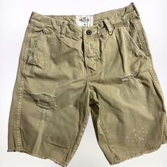 Nwot American Eagle Men’s Distressed & Bleach Designed Khaki Shorts Sz 30 Distressed Cotton Shorts With Relaxed Fit, Relaxed Fit Distressed Cotton Shorts, Distressed Rugged Bottoms With Relaxed Fit, Distressed Cotton Shorts Relaxed Fit, Rugged Ripped Cotton Bottoms, Rugged Relaxed Fit Cotton Bottoms, Rugged Khaki Cotton Bottoms, Cheap Men's Khaki Cargo Shorts, Distressed Cotton Shorts, Relaxed Fit