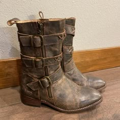 Worn Once. Bed Stu Boots Sz 7.5 Rustic Moto Boots With Reinforced Heel And Round Toe, Rugged Boots With Buckle Closure And Round Toe, Wide Calf Moto Boots With Stacked Heel, Rugged Closed Toe Boots Medium Width, Rugged Boots With Closed Toe And Medium Width, Rugged Boots With Medium Width And Closed Toe, Rugged Moto Boots With Round Toe, Leather Footbed Moto Boots With Medium Width, Moto Boots With Leather Footbed And Medium Width