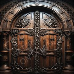 an ornate wooden door with intricate carvings on it